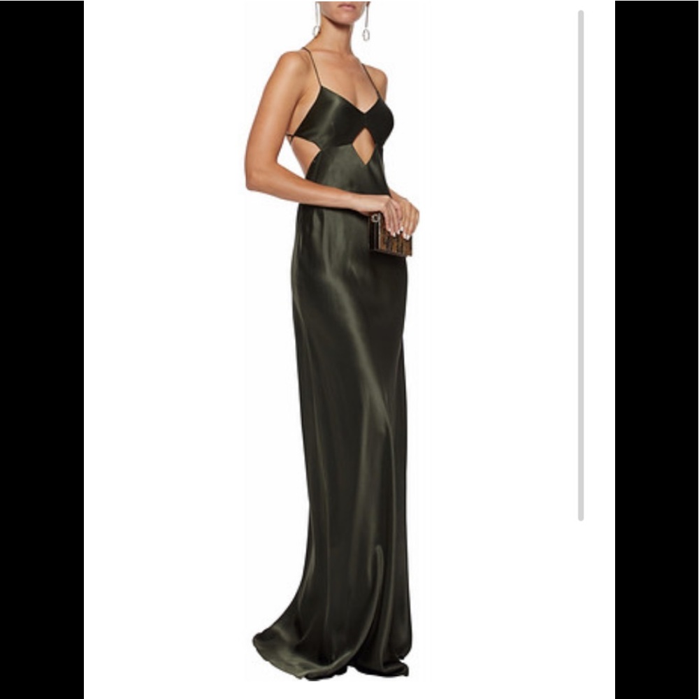 Michelle Mason Open-back Cutout Silk-Satin Gown